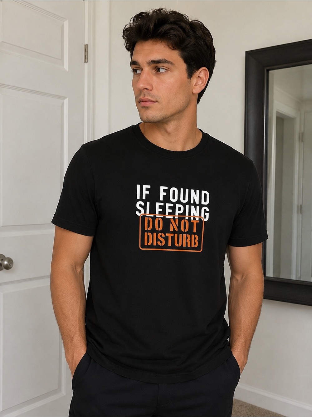 Mountain Ridge If Found Sleeping Do Not Disturb Graphic Sleep Shirt Size M